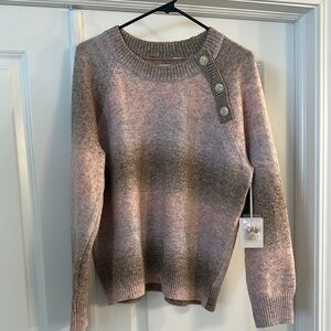 LC Lauren Conrad Pink and Gray Crew Neck Sweater with Ombre Effect